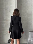 Altı piliseli uzun kollu ceket elbise siyah s255016 thumbnail 6