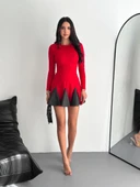 Eteği kloş crep mini elbise s1267 thumbnail 3