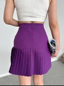 Altı pliseli mini etek Mor s24705 thumbnail 2
