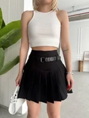 Kemerli pikseli şort etek thumbnail 3