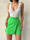 Kapaklı şort etek yeşil s24901 thumbnail 1