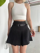 Kemerli pikseli şort etek thumbnail 6