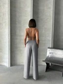 Pileli keten pantolon s255046 thumbnail 3