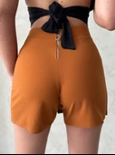 Kapaklı şort etek camel s208 thumbnail 2