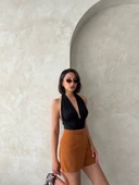 Kapaklı şort etek camel s208 thumbnail 4