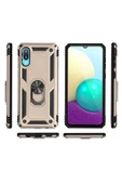Samsung Galaxy A02 Kılıf Sofya Yüzüklü Silikon Kapak - Gold - 3