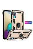 Samsung Galaxy A02 Kılıf Sofya Yüzüklü Silikon Kapak - Gold - 2