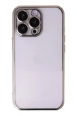 iPhone 14 Pro Kılıf Lensli Silikon - Gold - 1