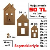 Ahşap mini evler süs obje dekor 6 mm duvar pano kapı süsü - 1