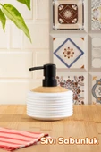 Porsima 3125 Banyo ve Mutfak Sıvı Sabunluk 350ML Beyaz-Ahşap - 1