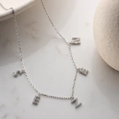 Vaoov 925 Ayar Gümüş Taşlı Harfli İsim Kolye thumbnail 2