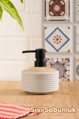 Porsima 3126 Banyo ve Mutfak Sıvı Sabunluk 350ML Taupe-Ahşap - 1