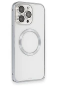iPhone 15 Pro Max Kılıf Metal Bumper Magneticsafe Kapak - Gri - 1