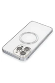 iPhone 15 Pro Max Kılıf Metal Bumper Magneticsafe Kapak - Gri - 4