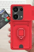 Xiaomi Redmi Note 13 Pro 4G Kılıf Zuma Kartvizitli Yüzüklü Silikon - Kırmızı - 3