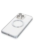 iPhone 15 Pro Max Kılıf Metal Bumper Magneticsafe Kapak - Gri - 5