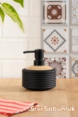 Porsima 3152 Banyo ve Mutfak Sıvı Sabunluk 350ML Siyah-Ahşap - 1