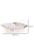 Porsima Mio-021 Hasır Görünümlü Kulplu Kare Ekmek Sepeti Beyaz 25,5cm thumbnail 4