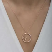 Supertrend Gümüş Rose Yıldız Detaylı Halka Kadın Kolye thumbnail 3