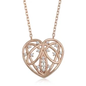 Supertrend Gümüş Rose Bombeli Kalp Kadın Kolye thumbnail 1