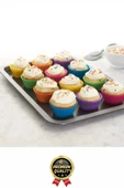 Yeni Üretim Esnek Dayanıklı Yapışmaz BPA İçermez Fırın Silikon Kek Muffin Cupcake Kalıbı 12 Adet - 2