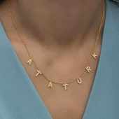 Supertrend Gümüş Gold Atatürk Yazılı Bayan Kolye thumbnail 3