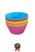 Yeni Üretim Esnek Dayanıklı Yapışmaz BPA İçermez Fırın Silikon Kek Muffin Cupcake Kalıbı 12 Adet - 7