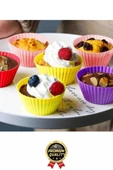 Yeni Üretim Esnek Dayanıklı Yapışmaz BPA İçermez Fırın Silikon Kek Muffin Cupcake Kalıbı 12 Adet - 5