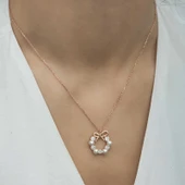 Supertrend Gümüş Rose İnci Kurdele Kadın Kolye thumbnail 3