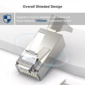 PrimeX Q-J7100M Cat7 Metal Konnektör Rj45 CAT7 Jack + Ayraç 100 lü Paket - 5