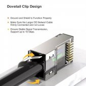 PrimeX Q-J710M Cat7 Metal Konnektör Rj45 CAT7 Jack + Ayraç 10luk Paket - 6