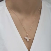Supertrend Gümüş Rose Kelebek Kadın Kolye thumbnail 2