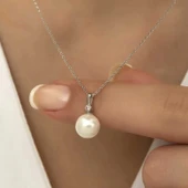 Supertrend Gümüş Yuvarlak İnci Bayan Kolye thumbnail 4