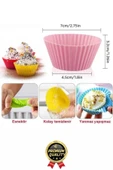 Yeni Üretim Esnek Dayanıklı Yapışmaz BPA İçermez Fırın Silikon Kek Muffin Cupcake Kalıbı 12 Adet - 4