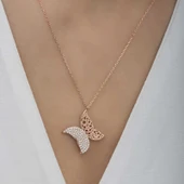 Supertrend Gümüş Rose Kelebek Kadın Kolye thumbnail 5