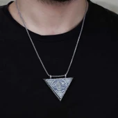 Supertrend Gümüş Üçgen İçi Açılabilen Tuğra Muskalık Kolye thumbnail 2
