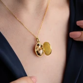 Vaoov 925 Ayar Gümüş Fotoğraflık Oval Kapaklı Açılır Kapanır Kolye thumbnail 5