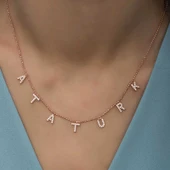 Supertrend Gümüş Rose Atatürk Yazılı Bayan Kolye thumbnail 5