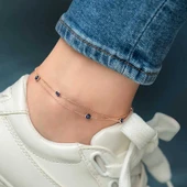 Supertrend Gümüş Rose Çift Zincirli Nazar Halhal thumbnail 2