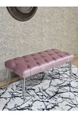 Krom Tel Ayaklı 90 cm Puf Bench - Puf - Bench - Kasalı Oturak - Oturak - Yatak Ucu Puf Pembe Renk 90 x 40 Boyut/Ebat thumbnail 1