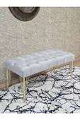 Gold Tel Ayaklı 90 cm Puf Bench - Puf - Bench - Kasalı Oturak - Oturak - Yatak Ucu Puf Gri Renk 90 x 40 Boyut/Ebat thumbnail 1