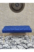 Gold Tel Ayaklı 90 cm Puf Bench - Puf - Bench - Kasalı Oturak - Oturak - Yatak Ucu Puf Mavi Renk 90 x 40 Boyut/Ebat thumbnail 2
