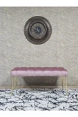 Gold Tel Ayaklı 90 cm Puf Bench - Puf - Bench - Kasalı Oturak - Oturak - Yatak Ucu Puf Pembe Renk 90 x 40 Boyut/Ebat thumbnail 3