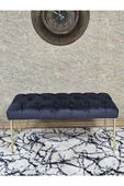 Gold Tel Ayaklı 90 cm Puf Bench - Puf - Bench - Kasalı Oturak - Oturak - Yatak Ucu Puf Füme Renk 90 x 40 Boyut/Ebat - 2