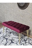Gold Tel Ayaklı 90 cm Puf Bench - Puf - Bench - Kasalı Oturak - Oturak - Yatak Ucu Puf Bordo Renk 90 x 40 Boyut/Ebat - 4