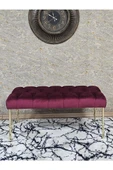 Gold Tel Ayaklı 90 cm Puf Bench - Puf - Bench - Kasalı Oturak - Oturak - Yatak Ucu Puf Bordo Renk 90 x 40 Boyut/Ebat - 2