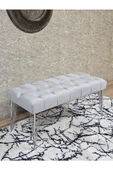 Krom Tel Ayaklı 90 cm Puf Bench - Puf - Bench - Kasalı Oturak - Oturak - Yatak Ucu Puf Gri Renk 90 x 40 Boyut/Ebat - 1