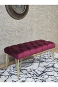 Gold Tel Ayaklı 90 cm Puf Bench - Puf - Bench - Kasalı Oturak - Oturak - Yatak Ucu Puf Bordo Renk 90 x 40 Boyut/Ebat - 1