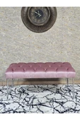 Krom Tel Ayaklı 90 cm Puf Bench - Puf - Bench - Kasalı Oturak - Oturak - Yatak Ucu Puf Pembe Renk 90 x 40 Boyut/Ebat thumbnail 2
