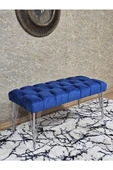 Krom Tel Ayaklı 90 cm Puf Bench - Puf - Bench - Kasalı Oturak - Oturak - Yatak Ucu Puf Mavi Renk 90 x 40 Boyut/Ebat thumbnail 1